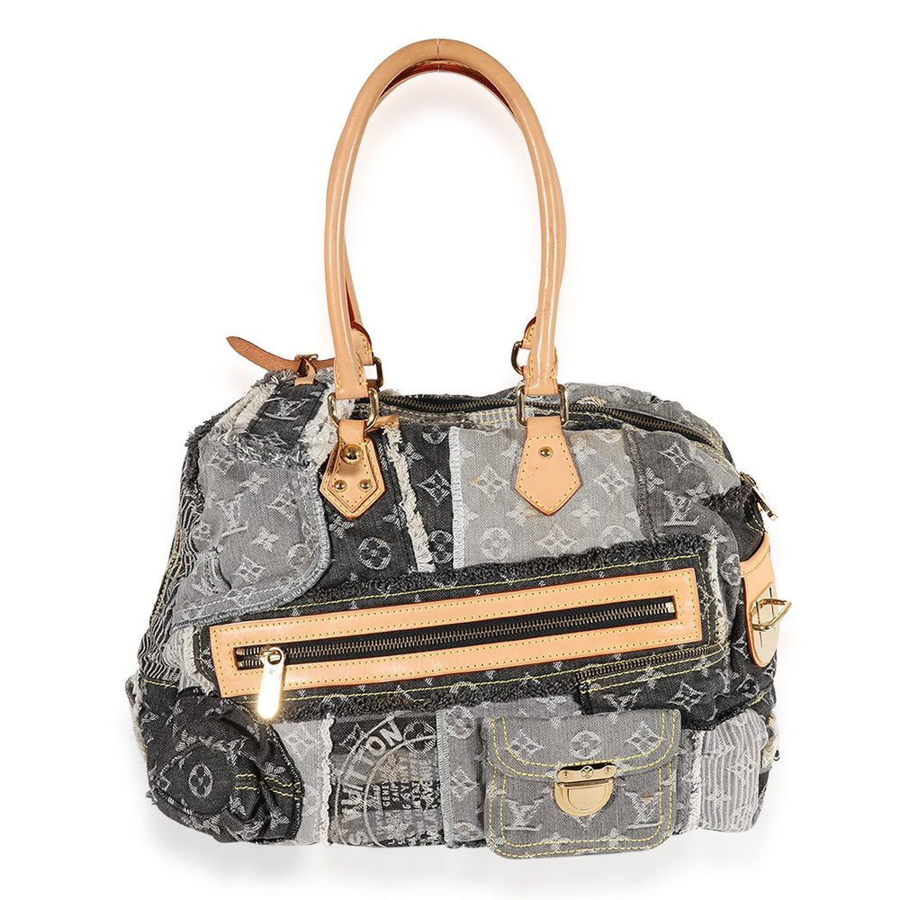 Louis Vuitton Gray Monogram Denim Patchwork Bowli… - image 5